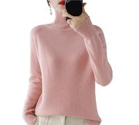 Jersey Cuello Alto Mujer Suéteres básicos de punto gruesos y cálidos manga larga for mujer, informales, for otoño e invierno(Pink,S (40-45) kg)