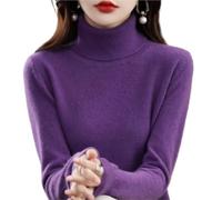 Jersey Cuello Alto Mujer Suéteres de Punto Lana Manga Larga for Mujer, Ropa otoño e Invierno, suéteres cálidos, Tops(Purple,M)