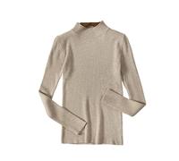 Jersey Cuello Alto Mujer Suéteres de Punto Suaves for Mujer, suéteres básicos sólidos for otoño e Invierno, Casuales(Khaki)