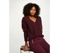 Jersey cuello en V oversize ciruela mujer S