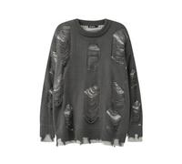 Jersey Cuello Redondo Hombre-Jersey Canalé Hombre con Diseño De Agujeros Y Corte Oversized Estilo Retro Y Versátil Pullover para Capas Ideal para Otoño/Invierno O Looks Urbanos
