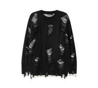 Jersey Cuello Redondo Hombre-Jersey Canalé Hombre con Diseño De Agujeros Y Corte Oversized Estilo Retro Y Versátil Pullover para Capas Ideal para Otoño/Invierno O Looks Urbanos