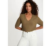 Jersey cuello v mangas 3/4 verde caqui mujer M