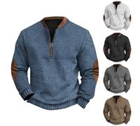 Jersey de algodón con cremallera de 1/4 para hombre, cárdigan de media cremallera, suéter de punto con cuello redondo, suéter casual cálido de invierno, manga larga, suéter ligero con cremallera de 1