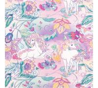Jersey de algodón, diseño de unicornios, flores, color rosa y lila, 1,45 m de ancho por metro, ideal para ropa, jerséis y mantas (145 cm de ancho)