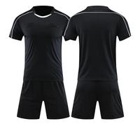 Jersey de Árbitro Transpirable con Manga Corta - Secado Rápido para Adolescentes (Negro, 2XL)