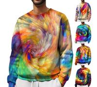 Jersey de arcoíris para hombre y hombre, cuello redondo, sin capucha, estampado 3D, manga larga, suéter de ocio, ligero, deportivo, ajuste cómodo, para vacaciones, hot pink, S
