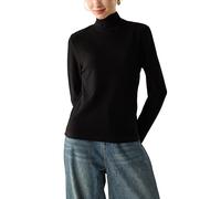 Jersey De Cuello Alto 100% Lana Merino para Mujer, Jersey De Punto Sin Costuras De Manga Larga Listo para Usar De Primera Línea, Suéter Informal Ligero De Cachemira para Otoño E Invierno, Negro M