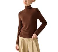 Jersey De Cuello Alto 100% Lana Merino para Mujer, Jersey De Punto Sin Costuras De Manga Larga Listo para Usar De Primera Línea, Suéter De Cachemira Ligero E Informal para Otoño E Invierno, CAF