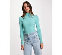 Jersey de cuello alto ajustado verde mujer L