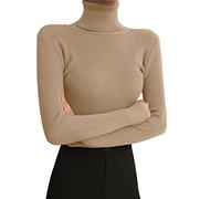 Jersey de cuello alto básico, jersey de punto para mujer, cuello alto, jersey de invierno fino, elegante jersey de punto, jersey elástico, cálido, suéter de punto suave, jersey de punto fino, camiseta