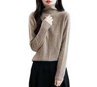 Jersey De Cuello Alto De Lana Merino 100% para Mujer Manga Larga Jersey De Cachemira Suave Grueso Y Cálido Primera Línea Prêt À Porter Tops De Punto Sin Costuras Otoño Invierno