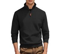 Jersey de cuello alto para hombre con cremallera 1/4, jersey de manga larga con cuello de tortuga, suéter de invierno, patrón trenzado y patrón de gofres, suave cremallera 1/4, bordes acanalados, O