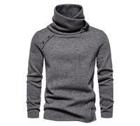 Jersey de cuello alto para hombre, monocolor, cuello alto, estilo británico, suéter de invierno, jersey de moda para hombre, cuello alto, delgado, térmico, informal, camiseta de manga larga, cómoda