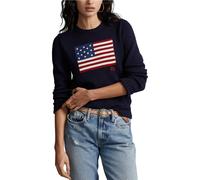 Jersey de cuello redondo con motivo de bandera americana Mujer Talla XL. Color Azul