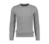 GANT Cotton Cable C Cuello Suéter, Gris, L para Hombre