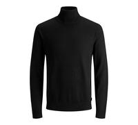 JACK & JONES Hombres Jersey Fino de Cuello Alto clásico Suéter de Cuello Redondo Manga Larga básico JJEEMIL., Color:Negro, Talla Sudadera:M