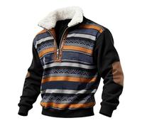 Jersey de forro polar con cremallera de un cuarto para hombre, cuello alto, manga larga, sudadera con cremallera de 1/4, suéter de parche de músculo de Cristo, suéteres casuales de moda, Negro #3, L