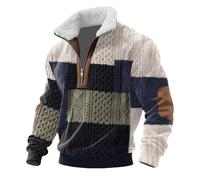 Jersey de forro polar con cremallera de un cuarto para hombre, cuello alto, manga larga, sudadera con cremallera de 1/4, suéter de parche de músculo de Cristo, suéteres casuales de moda, Gris #3, M