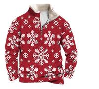 Jersey de forro polar con cremallera de un cuarto para hombre, suéter con estampado de forro polar para hombre, con bolsillo canguro, suéteres estampados ligeros, cuello redondo, manga larga, sudadera