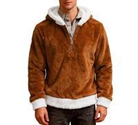 Jersey de forro polar para hombre al aire libre - Sudadera con capucha para hombre Invierno Cálida Media Cremallera Color Bloque Casual Suéter Suave Jersey Largo Jersey para Hombre Suéter de Viaje