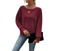 Jersey de ganchillo femenino de malla transparente estilo Boho (Wine XL)