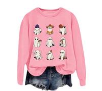 Jersey de Halloween para mujer, diseño de fantasmas variados, rosa, S
