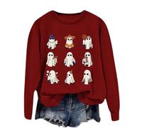 Jersey de Halloween para mujer, diseño de fantasmas variados, Vino, XXL
