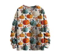 Jersey de Halloween para mujer, jersey de punto grueso, informal, elegante, de manga larga, con estampado fantasma, túnica, parte superior, tallas grandes, informal, de punto, naranja, 4XL
