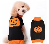 Jersey de Halloween para Perros y Gatos - Suéter con Diseño de Calabaza - Disfraz para Mascotas Pequeñas, Medianas y Grandes - Negro XS