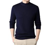 Jersey de hombre de cuello alto, camiseta de manga larga para hombre, de gran tamaño, informal, de color sólido, corte suave, suéter de todos los días, otoño, invierno, cómodo, elegante, temperamento