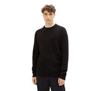 Jersey de hombre TOM TAILOR denim 2 en 1 con cuello acolchado, Negro (29999-Negro), XXXL