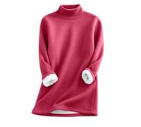 Jersey de invierno genérico para mujer, cuello alto, forro polar para mujer, invierno, cálido, para ocio, al aire libre, tops forrados Sherpa sudadera de color liso suéteres otoño invierno cómodo