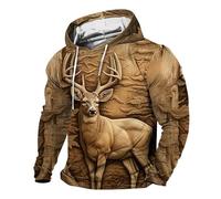 Jersey de invierno para hombre cálido al aire libre - sudaderas con capucha de gran tamaño para hombres ciervos caza impresión 3D sudadera con capucha chaqueta deportiva casual abrigo de entretiempo
