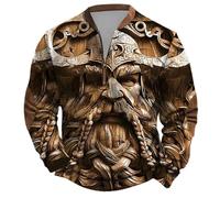 Jersey de invierno vikingo para hombre, sudadera de mitología nórdica, suéter medieval, sudaderas de media cremallera, suéter de trabajo, tatuajes vikingos, suéter de trabajo, suéter cálido gótico con