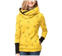 Jersey de lactancia para mujer, de invierno, algodón, manga larga, monocolor, cuello alto, camiseta de lactancia de dos capas, sudadera con capucha con bolsillos para embarazo, lactancia, ropa de