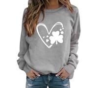 Jersey de manga larga para mujer, cuello redondo, ajuste regular, estampado gráfico para otoño e invierno, camisetas para mujer, ropa deportiva del Reino Unido, gris, 3XL