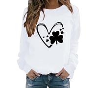 Jersey de manga larga para mujer, cuello redondo, ajuste regular, estampado gráfico para otoño e invierno, camisetas para mujer, ropa deportiva del Reino Unido, blanco, 3XL
