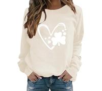 Jersey de manga larga para mujer, cuello redondo, ajuste regular, estampado gráfico para otoño e invierno, camisetas para mujer, ropa deportiva del Reino Unido, beige, 3XL