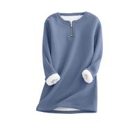Jersey de manga larga sin capucha para mujer, con forro de osito, azul, 3XL