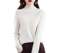 Jersey De Mujer 100% Lana Merino Cuello Alto Otoño Invierno Manga Larga Cachemira Cuello Alto Primera Línea Prêt À Porter Sin Costuras De Punto