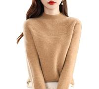 Jersey De Mujer 100% Lana Merino Cuello Alto Otoño Invierno Manga Larga Cachemira Cuello Alto Primera Línea Prêt À Porter Sin Costuras De Punto