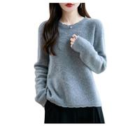 Jersey De Mujer 100% Lana Merino Otoño Invierno Manga Larga Cachemira Cuello Redondo Primera Línea Prêt À Porter Sin Costuras De Punto Macramé