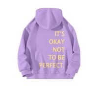 Jersey de Navidad 98 Cremallera en la Espalda ESTÁ OK, NO PERFECTO Ser. Sudadera con capucha impresa Suéter Mujer Negro, morado, L