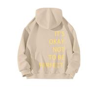 Jersey de Navidad 98 Cremallera en la Espalda ESTÁ OK, NO PERFECTO Ser. Sudadera con capucha impresa Suéter Mujer Negro, café, L