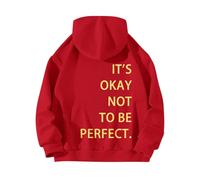 Jersey de Navidad 98 Cremallera en la Espalda ESTÁ OK, NO PERFECTO Ser. Sudadera con capucha impresa Suéter Mujer Negro, rojo, 3XL