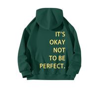 Jersey de Navidad 98 Cremallera en la Espalda ESTÁ OK, NO PERFECTO Ser. Sudadera con capucha impresa Suéter Mujer Negro, verde, XXL