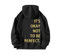 Jersey de Navidad 98 Cremallera en la Espalda ESTÁ OK, NO PERFECTO Ser. Sudadera con capucha impresa Suéter Mujer Negro, Negro , L