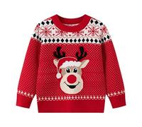 Jersey de Navidad Alegre para Niños y Niñas con Estampado de Renos Suéter Pullover Navideño Unisex de Punto Manga Larga Jerseys Navideños para Niños de 1 a 7 Años Tallas del Reino Unido Ropa Festiva