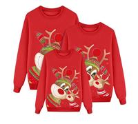 Jersey de Navidad Conjunto Familiar 3D Reno Suéter Suéter Sudaderas Navidad Jersey Navidad Tres Piezas Sudadera Parent-Niño Conjunto Bebé Traje de Navidad Niñas Navidad Traje Familiar 2025, #2-b-rojo